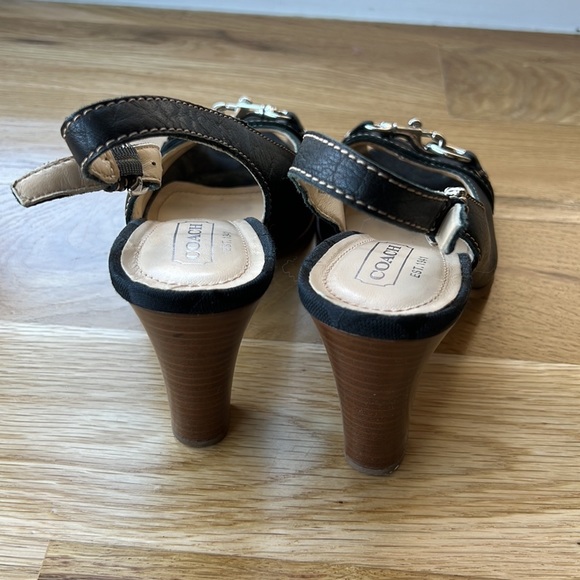 Authentic Women’s Coach leather Sandals. Black. Size 8. Block 3.5” heel. - Picture 2 of 6